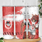 Personalised St. George Illawarra Dragons Rugby Skinny Tumbler Red Dragon Mascot - Sporty Splash Art Style