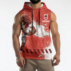 Personalised St. George Illawarra Dragons Rugby Sleeveless Hoodie Red Dragon Mascot - Sporty Splash Art Style