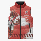 Personalised St. George Illawarra Dragons Rugby Sleeveless Puffer Jacket Red Dragon Mascot - Sporty Splash Art Style