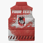 Personalised St. George Illawarra Dragons Rugby Sleeveless Puffer Jacket Red Dragon Mascot - Sporty Splash Art Style