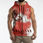 Personalised St. George Illawarra Dragons Rugby Sleeveless Zip Hoodie Red Dragon Mascot - Sporty Splash Art Style