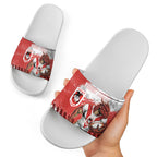 Personalised St. George Illawarra Dragons Rugby Slide Sandals Red Dragon Mascot - Sporty Splash Art Style