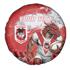 Personalised St. George Illawarra Dragons Rugby Spare Tire Cover Red Dragon Mascot - Sporty Splash Art Style