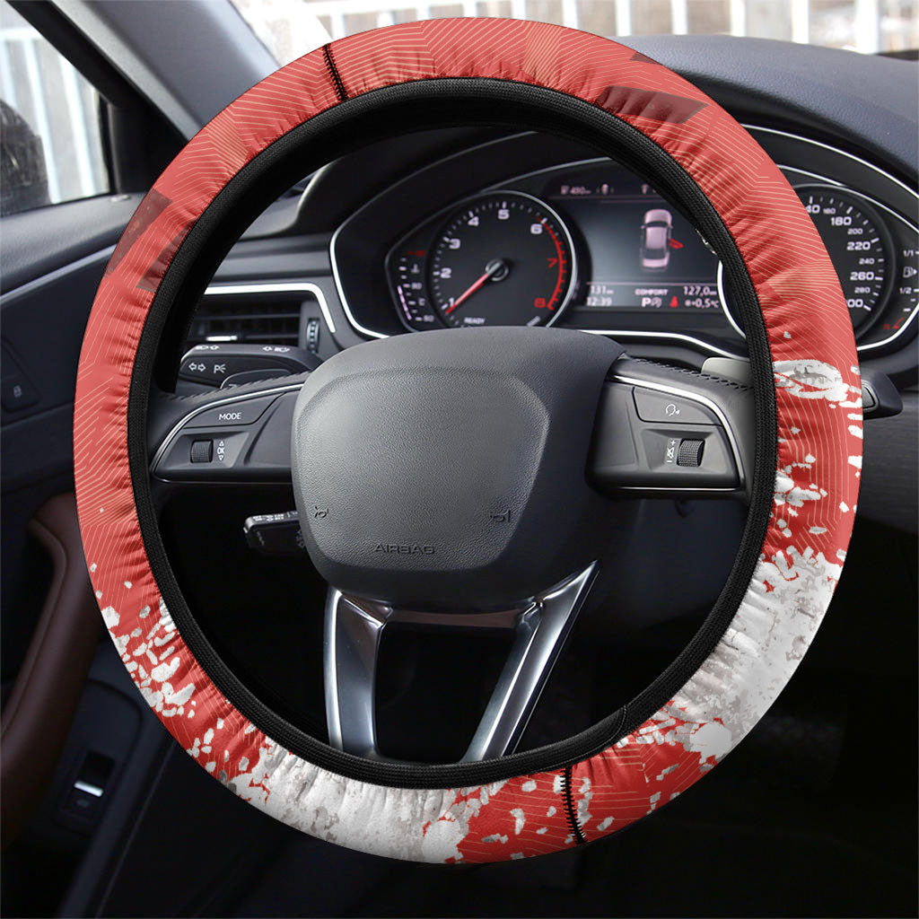 St. George Illawarra Dragons Rugby Steering Wheel Cover Red Dragon Mascot - Sporty Splash Art Style