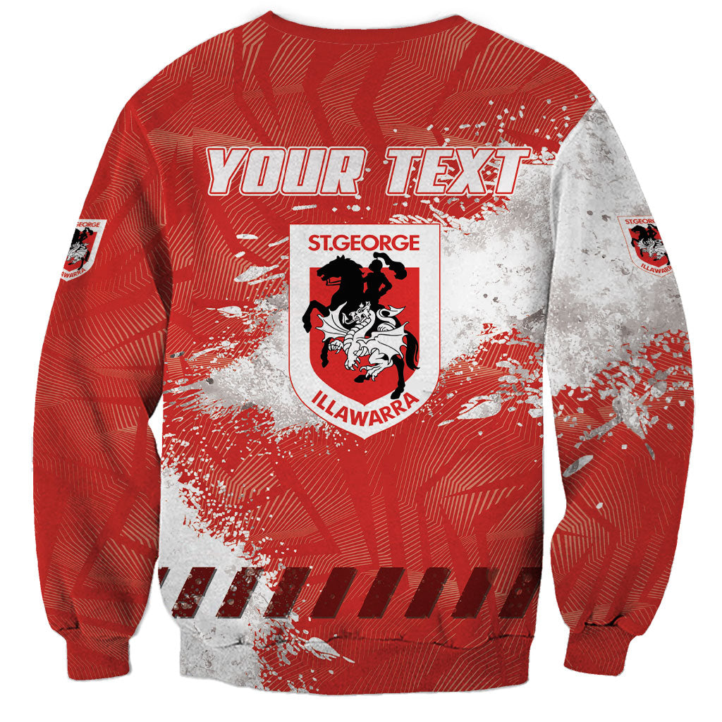 Personalised St. George Illawarra Dragons Rugby Sweatshirt Red Dragon Mascot - Sporty Splash Art Style