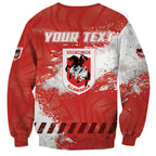 Personalised St. George Illawarra Dragons Rugby Sweatshirt Red Dragon Mascot - Sporty Splash Art Style