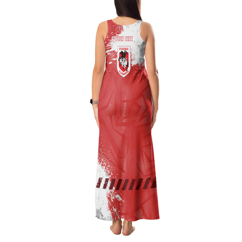 Personalised St. George Illawarra Dragons Rugby Tank Maxi Dress Red Dragon Mascot - Sporty Splash Art Style