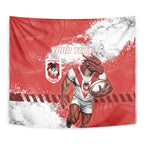 Personalised St. George Illawarra Dragons Rugby Tapestry Red Dragon Mascot - Sporty Splash Art Style