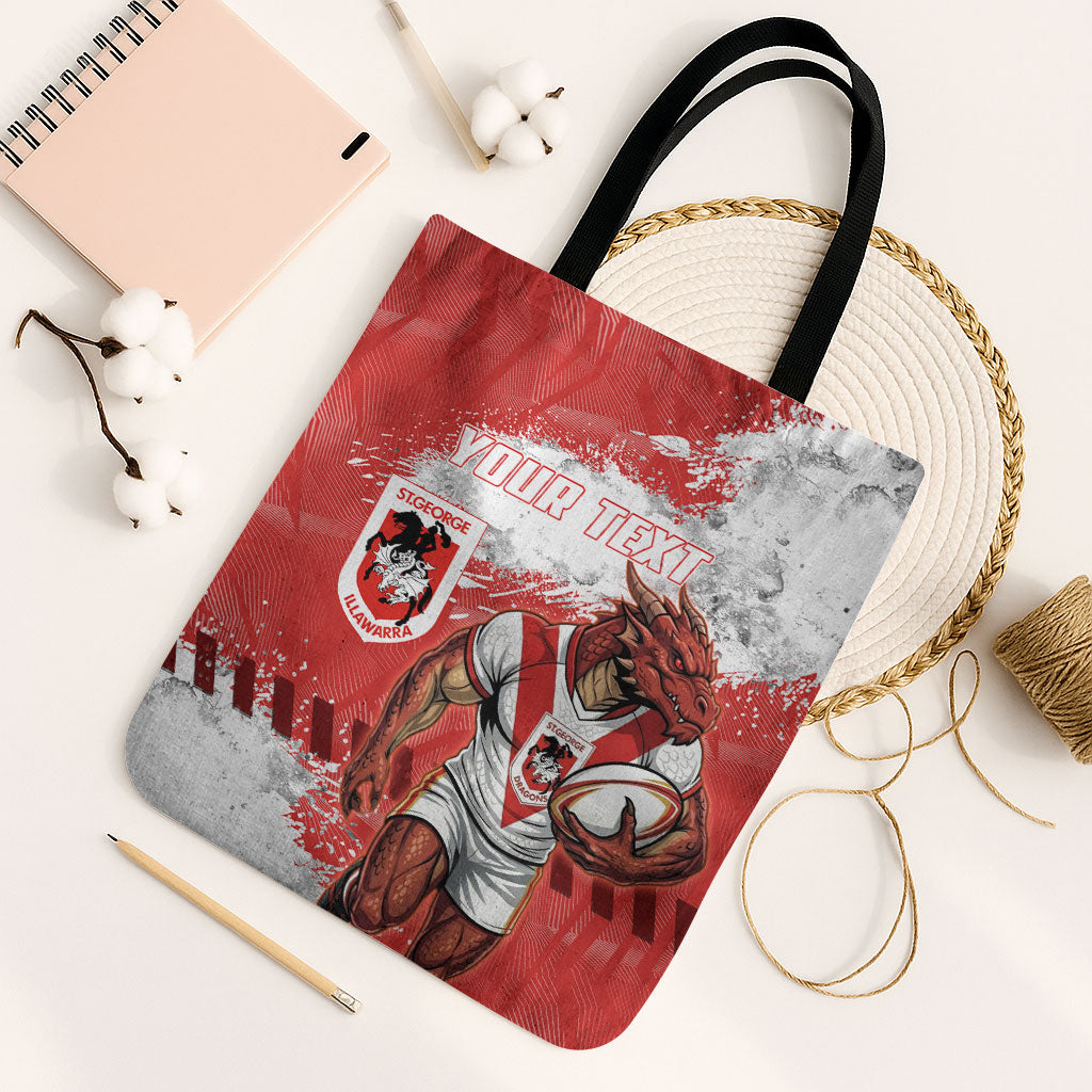 Personalised St. George Illawarra Dragons Rugby Tote Bag Red Dragon Mascot - Sporty Splash Art Style