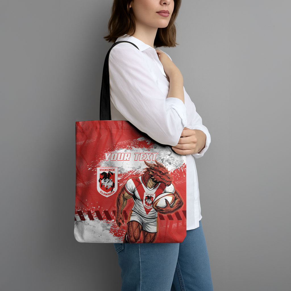 Personalised St. George Illawarra Dragons Rugby Tote Bag Red Dragon Mascot - Sporty Splash Art Style