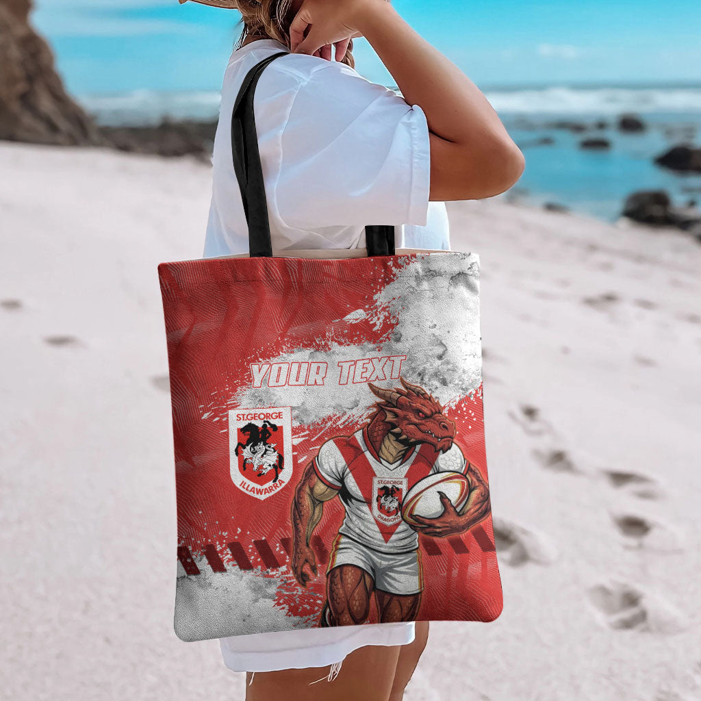 Personalised St. George Illawarra Dragons Rugby Tote Bag Red Dragon Mascot - Sporty Splash Art Style
