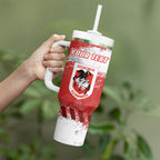 Personalised St. George Illawarra Dragons Rugby Tumbler With Handle Red Dragon Mascot - Sporty Splash Art Style