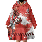 Personalised St. George Illawarra Dragons Rugby Wearable Blanket Hoodie Red Dragon Mascot - Sporty Splash Art Style