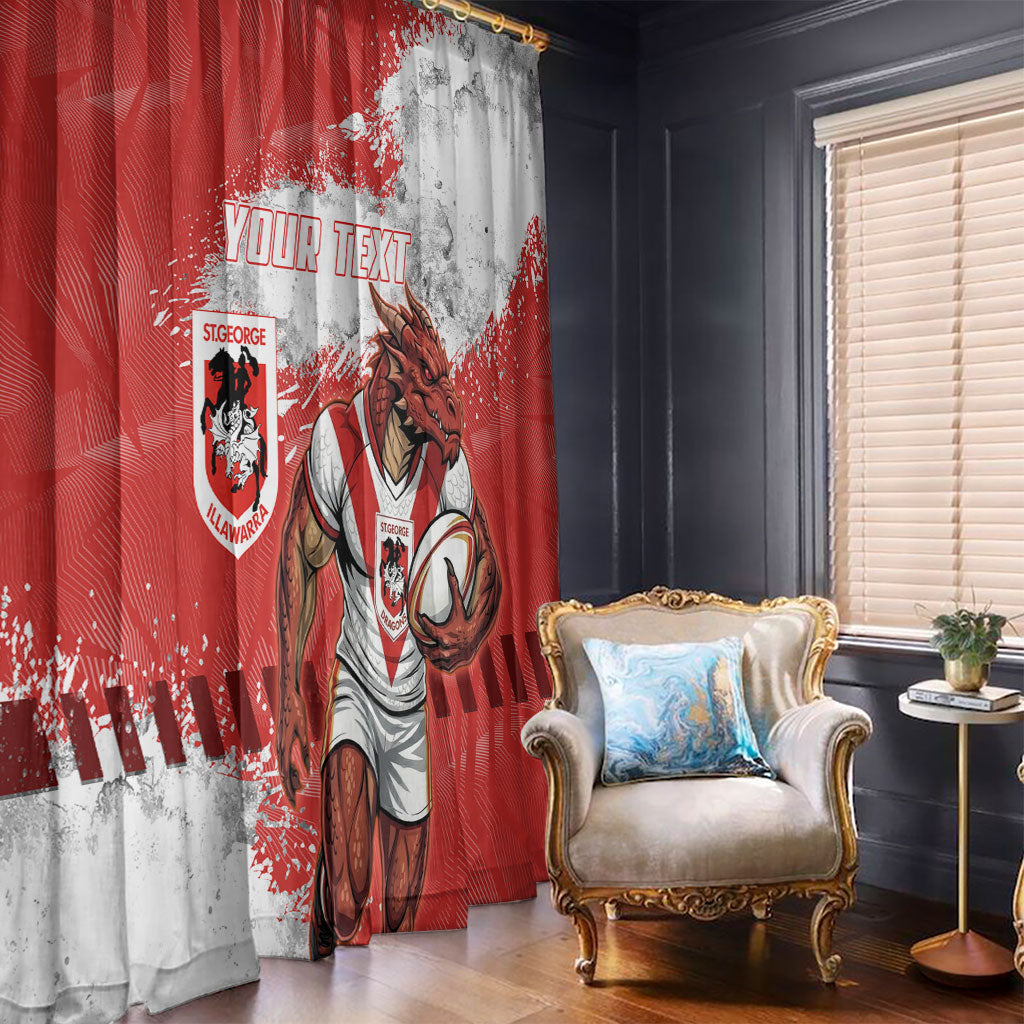 Personalised St. George Illawarra Dragons Rugby Window Curtain Red Dragon Mascot - Sporty Splash Art Style