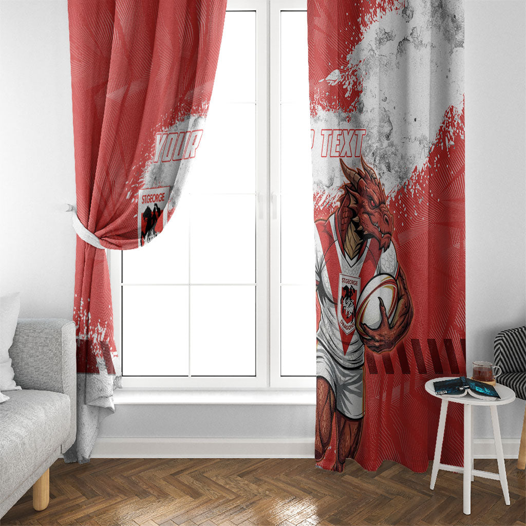 Personalised St. George Illawarra Dragons Rugby Window Curtain Red Dragon Mascot - Sporty Splash Art Style
