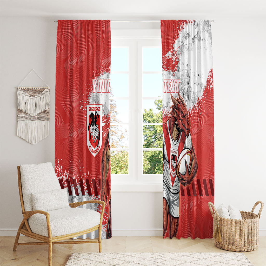 Personalised St. George Illawarra Dragons Rugby Window Curtain Red Dragon Mascot - Sporty Splash Art Style