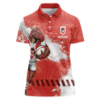 Personalised St. George Illawarra Dragons Rugby Women Polo Shirt Red Dragon Mascot - Sporty Splash Art Style