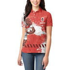 Personalised St. George Illawarra Dragons Rugby Women Polo Shirt Red Dragon Mascot - Sporty Splash Art Style