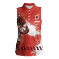 Personalised St. George Illawarra Dragons Rugby Women Sleeveless Polo Shirt Red Dragon Mascot - Sporty Splash Art Style