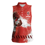 Personalised St. George Illawarra Dragons Rugby Women Sleeveless Polo Shirt Red Dragon Mascot - Sporty Splash Art Style