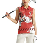 Personalised St. George Illawarra Dragons Rugby Women Sleeveless Polo Shirt Red Dragon Mascot - Sporty Splash Art Style