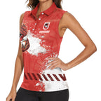 Personalised St. George Illawarra Dragons Rugby Women Sleeveless Polo Shirt Red Dragon Mascot - Sporty Splash Art Style