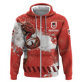 Personalised St. George Illawarra Dragons Rugby Zip Hoodie Red Dragon Mascot - Sporty Splash Art Style