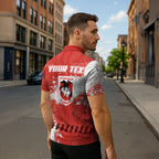 Personalised St. George Illawarra Dragons Rugby Zipper Polo Shirt Red Dragon Mascot - Sporty Splash Art Style