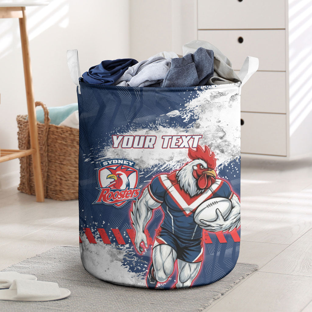 Personalized Sydney Roosters Rugby Laundry Basket Rooster Mascot - Sporty Splash Art Style
