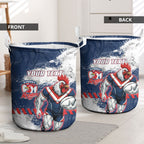 Personalized Sydney Roosters Rugby Laundry Basket Rooster Mascot - Sporty Splash Art Style