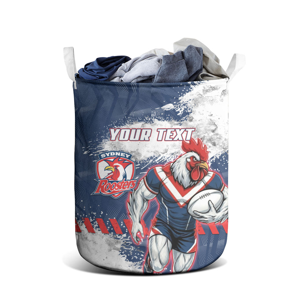 Personalized Sydney Roosters Rugby Laundry Basket Rooster Mascot - Sporty Splash Art Style