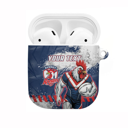 Personalized Sydney Roosters Rugby AirPods Case Rooster Mascot - Sporty Splash Art Style