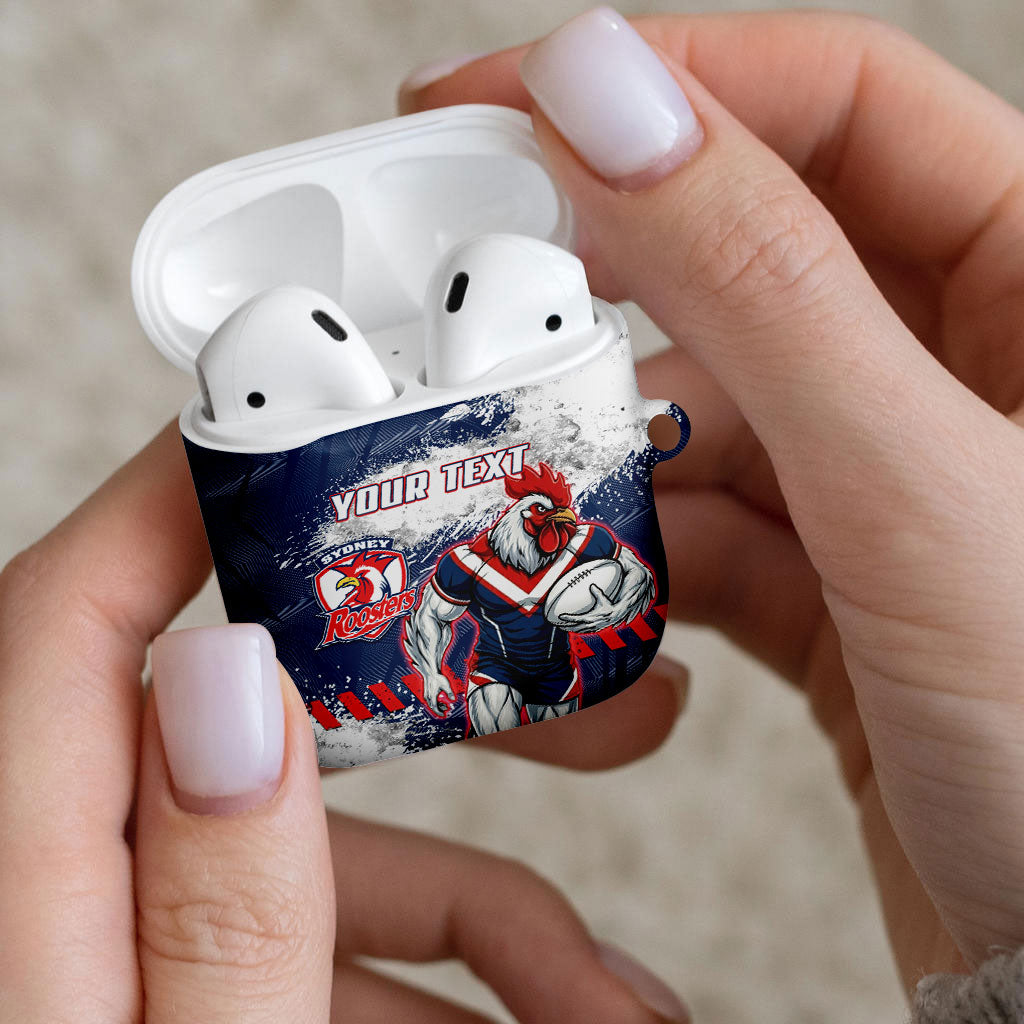 Personalized Sydney Roosters Rugby AirPods Case Rooster Mascot - Sporty Splash Art Style