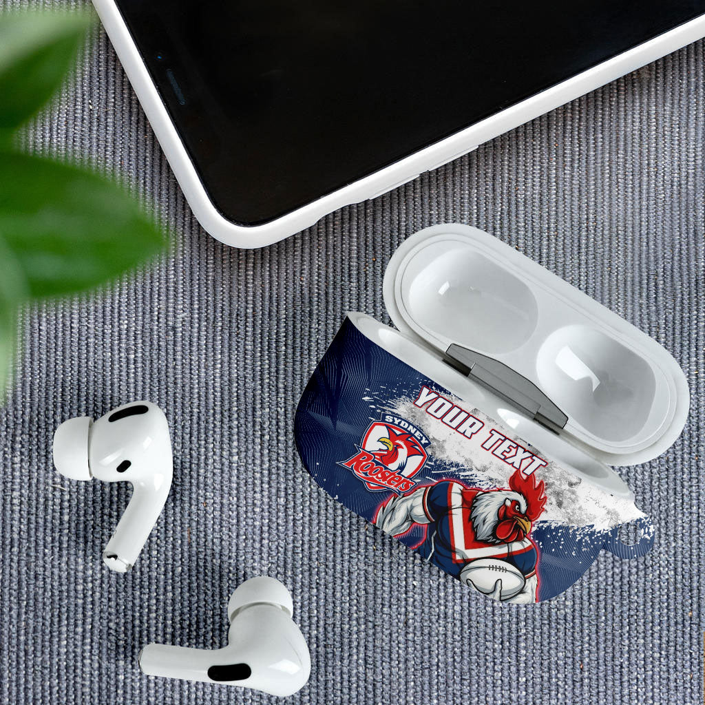 Personalized Sydney Roosters Rugby AirPods Case Rooster Mascot - Sporty Splash Art Style