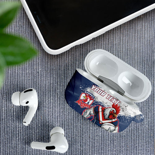 Personalized Sydney Roosters Rugby AirPods Case Rooster Mascot - Sporty Splash Art Style