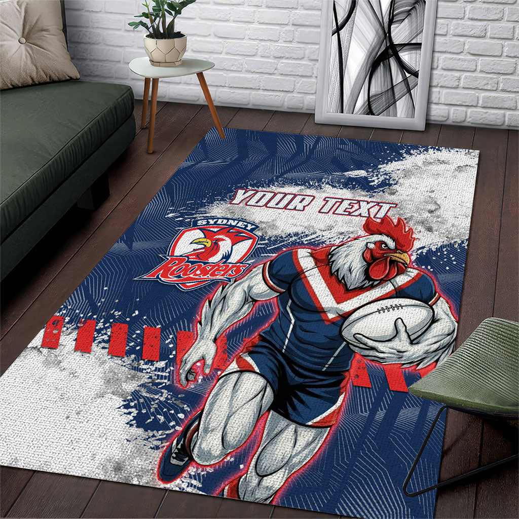 Personalized Sydney Roosters Rugby Area Rug Rooster Mascot - Sporty Splash Art Style