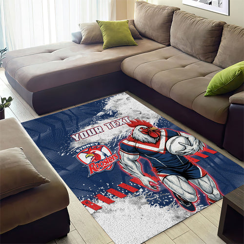 Personalized Sydney Roosters Rugby Area Rug Rooster Mascot - Sporty Splash Art Style