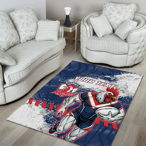 Personalized Sydney Roosters Rugby Area Rug Rooster Mascot - Sporty Splash Art Style
