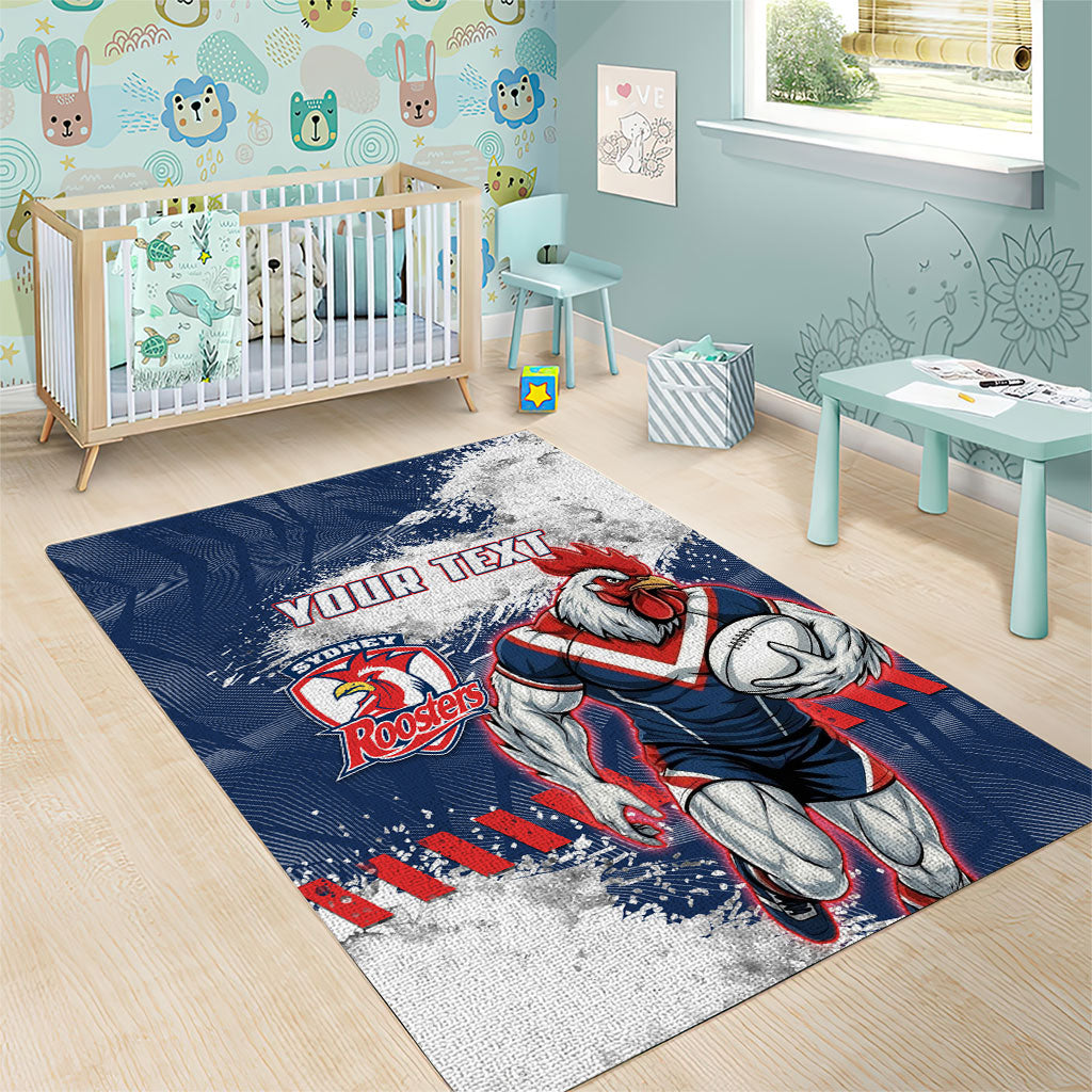 Personalized Sydney Roosters Rugby Area Rug Rooster Mascot - Sporty Splash Art Style