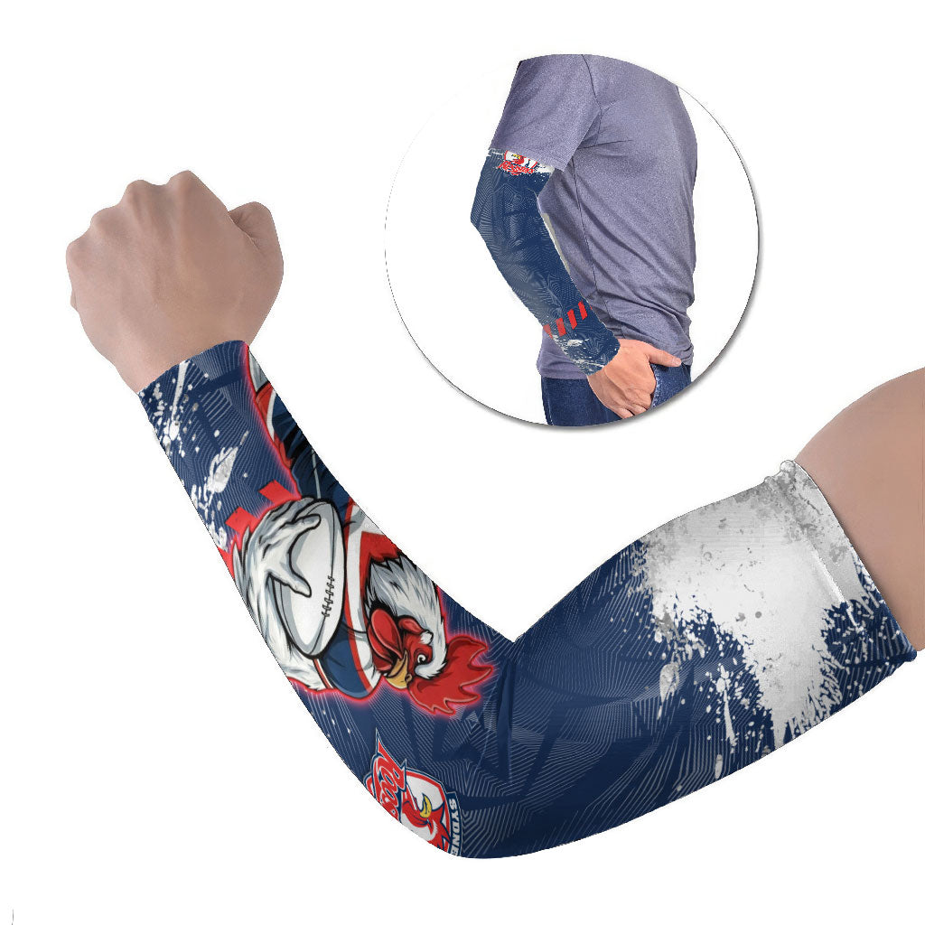 Personalized Sydney Roosters Rugby Arm Sleeves Rooster Mascot - Sporty Splash Art Style