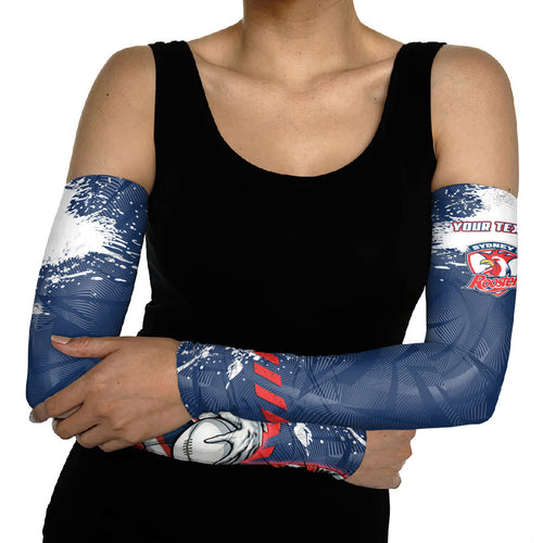 Personalized Sydney Roosters Rugby Arm Sleeves Rooster Mascot - Sporty Splash Art Style