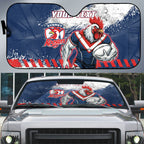 Personalized Sydney Roosters Rugby Auto Sun Shade Rooster Mascot - Sporty Splash Art Style