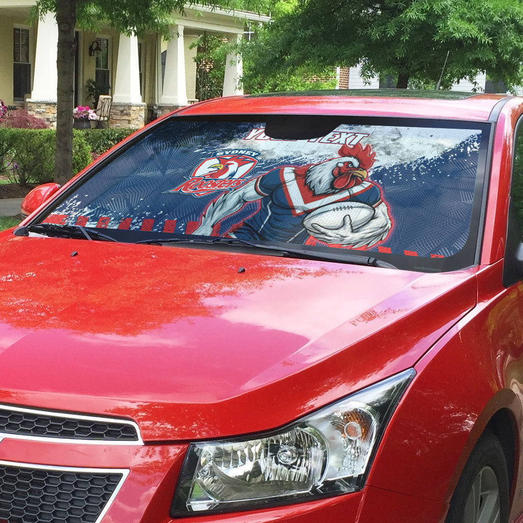Personalized Sydney Roosters Rugby Auto Sun Shade Rooster Mascot - Sporty Splash Art Style