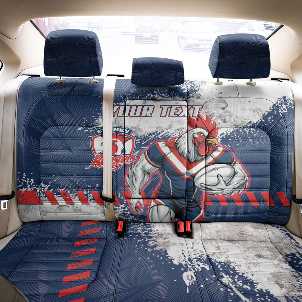 Personalized Sydney Roosters Rugby Back Car Seat Cover Rooster Mascot - Sporty Splash Art Style