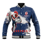 Personalized Sydney Roosters Rugby Baseball Jacket Rooster Mascot - Sporty Splash Art Style