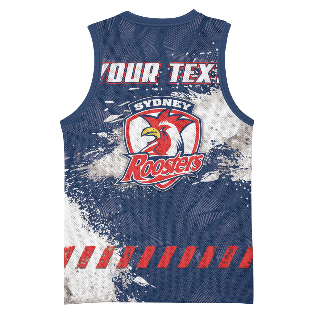 Personalized Sydney Roosters Rugby Basketball Jersey Rooster Mascot - Sporty Splash Art Style