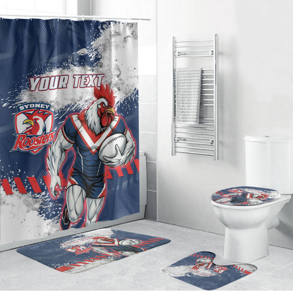 Personalized Sydney Roosters Rugby Bathroom Set Rooster Mascot - Sporty Splash Art Style