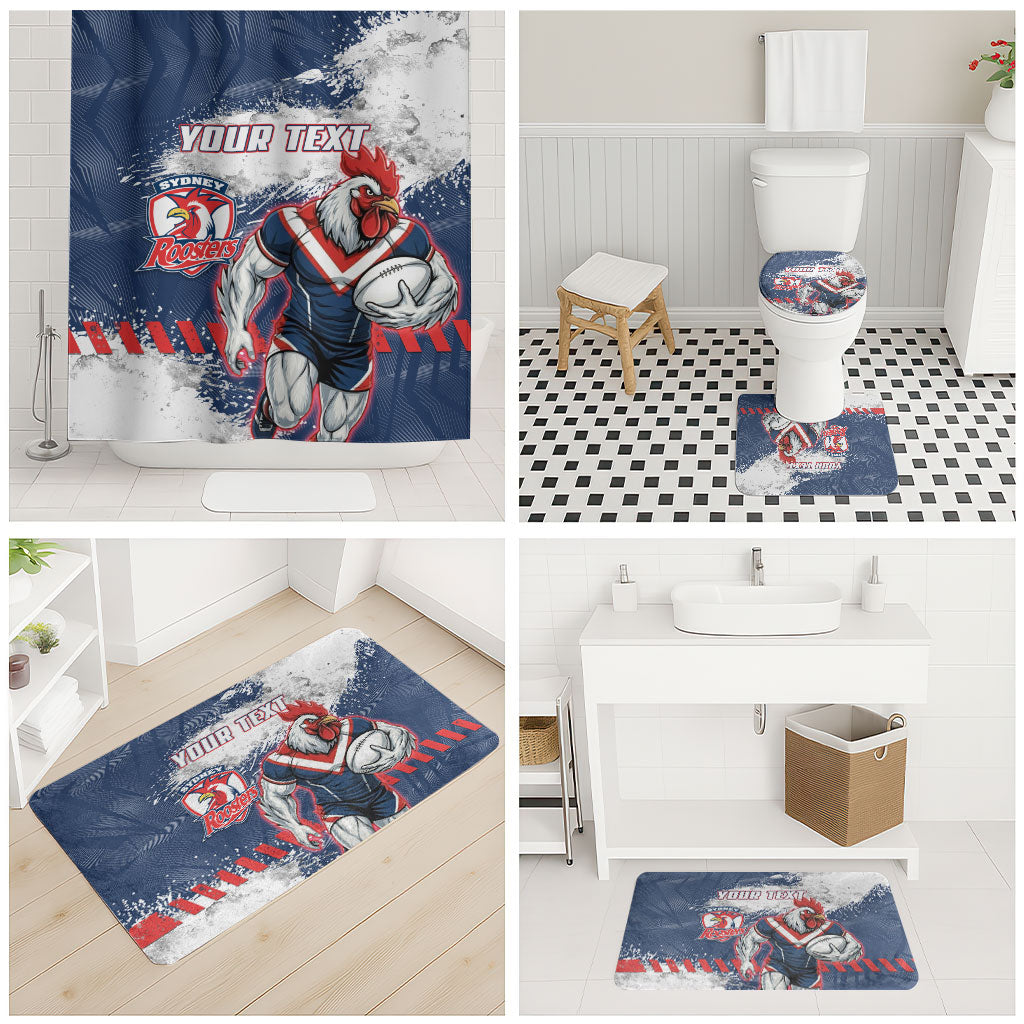 Personalized Sydney Roosters Rugby Bathroom Set Rooster Mascot - Sporty Splash Art Style
