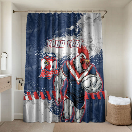 Personalized Sydney Roosters Rugby Bathroom Set Rooster Mascot - Sporty Splash Art Style