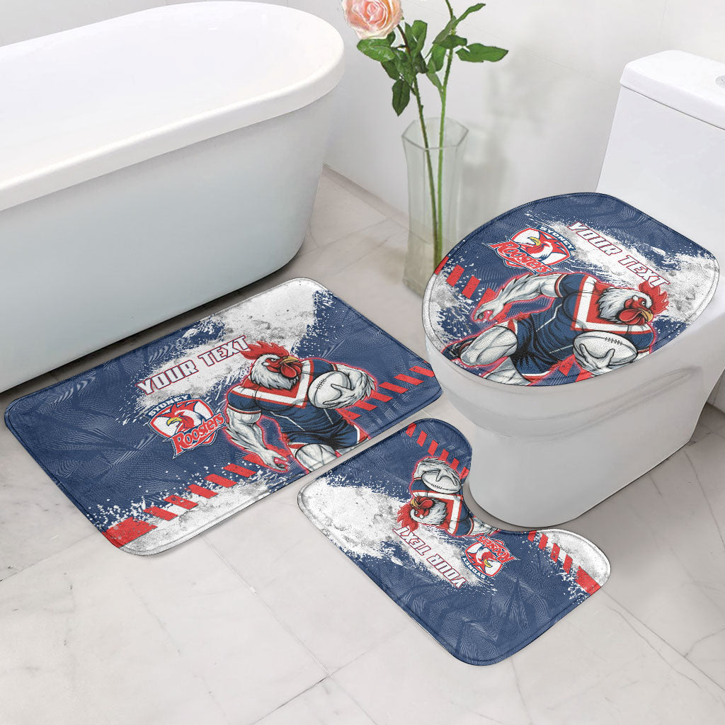 Personalized Sydney Roosters Rugby Bathroom Set Rooster Mascot - Sporty Splash Art Style